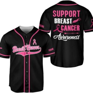 Personalized Breast Cancer Jersey, Pink Ribbon Awareness Soccer Shirt Baseball Breast Cancer Survivor Pride Jersey